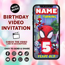 spidey and his amazing friends invitation, spidey video invitation, spidey invite, spidey birthday, spidey