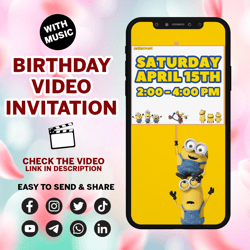 minions video invitation, minions birthday invitation video, minions birthday video, despicable me birthday invitation