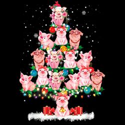 christmas cute pink pig tree png sublimation designs