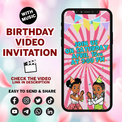 gracie's corner birthday party animated video invitation for boy or girl