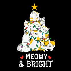 meow and bright xmas tree png sublimation designs