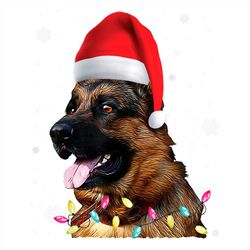 german shepherd dog wearing santa hat png sublimation designs