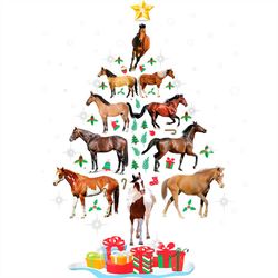 brown horses christmas tree png sublimation designs