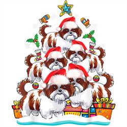 christmas shih tzu tree png sublimation designs