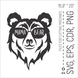 mama bear head with glasses | mothers day svg