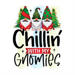 chillin with gnomies pine trees fairy lights svg png