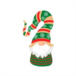 cute gnome elf striped hat with green wavy trim svg png