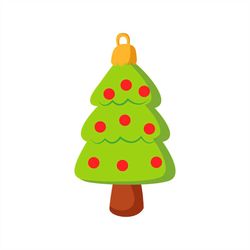 christmas green tree with red balls png sublimation design