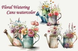 floral watering cans watercolor