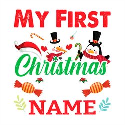 my first christmas name snowman png sublimation design