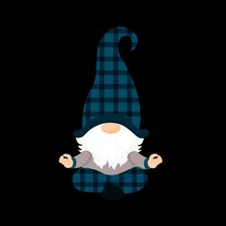 blue plaid pattern gnome blue meditate png sublimation design