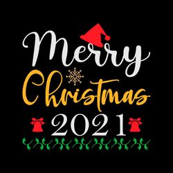 merry christmas 2021 santa hat christmas bells svg png