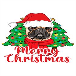 merry christmas bulldog christmas tree svg png