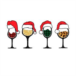 christmas wine glasses santa hat bundle png sublimation designs