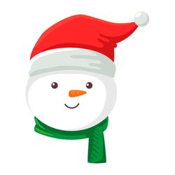 cute snowman wearing santa hat svg png