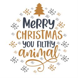 merry christmas you filthy animal christmas tree snow svg png