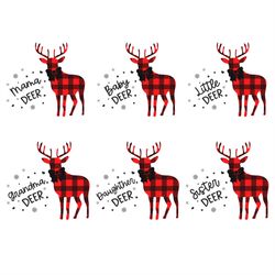 buffalo plaid family deer bundle svg png