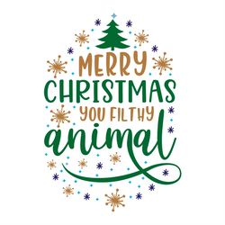 merry christmas you filthy animal green christmas tree svg png