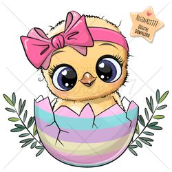 cute cartoon chicken png, clipart, easter, eggs, sublimation design, adorable, egg, print, clip art, pink