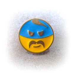 handmade ukraine emoticon pin,ukraine cossack emoticon pin,yellow blue emoticon pin,ukraine flag colors pin,ukraine pin