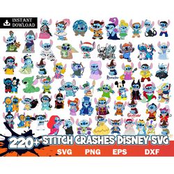 220 stitch crashes disney svg bundle, stitch svg, cricut & silhouette cutting files, lilo and stitch svg, digital dowloa