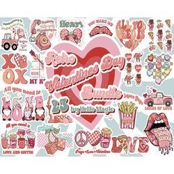 23 retro valentine's png bundle, valentine png, valentine's day png, xoxo png, groovy valentines png, valentine's day pn