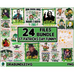 24 files horror movie st patricks day png bundle, retro st patricks day, pinch me i dare you png, lucky vibes, feeling l