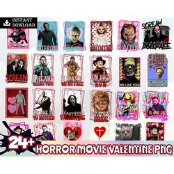 24 horror valentine png bundle, valentine's day horror character, horror valentine png, funny valentine's day png instan