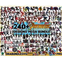 240 avengers clipart png, avengers bundle png, marvel clipart png, super heroes, iron man, captain america, hulk, thor,