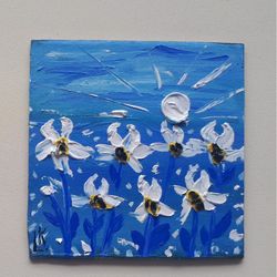 elegance irises   flowers original  art ooak floral artwork miniature oil