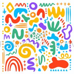 minimal childish doodle shapes abstract forms african style