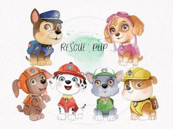 paw patrol watercolor clipart