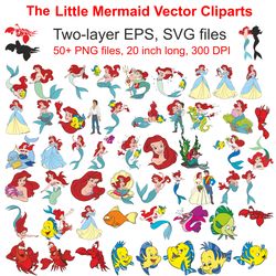 the little mermaid clipart, little mermaid png instant download, ariel png, eps, svg, pdf. hand-drawn large-size vector