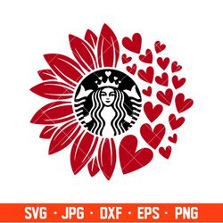 Valentines Hearts Sunflower Starbucks Svg, Valentines Day Svg, Valentine Svg, Love Svg, Cricut, Silhouette Vector