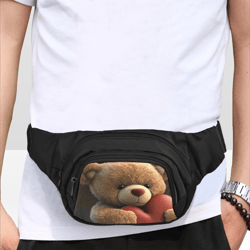 cute bear with heart fanny pack, waist bag