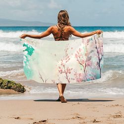 spring watercolor style beach towel