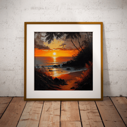 ocean sunset - downloadable and printable digital painting