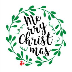 merry christmas svg, christmas holly berry wreath svg png