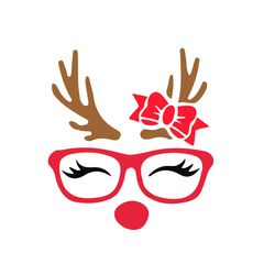 cute reindeer face svg, christmas reindeer antlers svg png