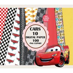 13 cars digital paper clipart, lightning mcqueen cars printable scrapbook paper, cars clipart, cars png