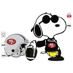 san francisco 49ers and snoopy, sport svg, snoopy svg, san francisco 49ers svg, nfl sport svg, nfl svg, nfl football, fo