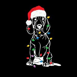 christmas light around dog santa hat svg png