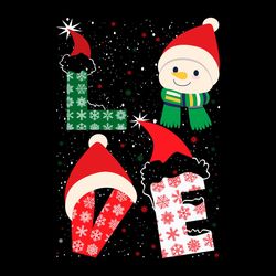 love christmas santa hat snowman snowflake svg png