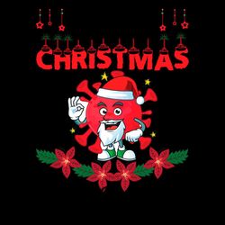 red corona virus cartoon santa christmas svg png