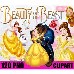 120 beauty and the beast clipart png, belle digital download png, beauty and the beast png, belle princess png