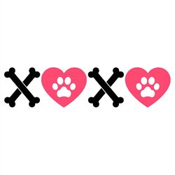 xoxo dog paw heart svg png