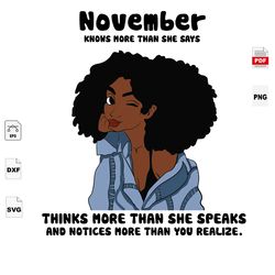 november girl knows more than she says, november birthday svg, black girl, black girl magic, birthday in november, novem