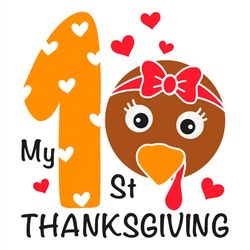 my 1st thanksgiving with funny turkey svg png