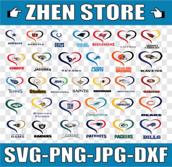 nfl heart svg and png bundle svg png nfl logo vector printable logo digital download–silhouette