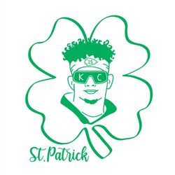 patrick mahomes's portrait in green lucky clover svg